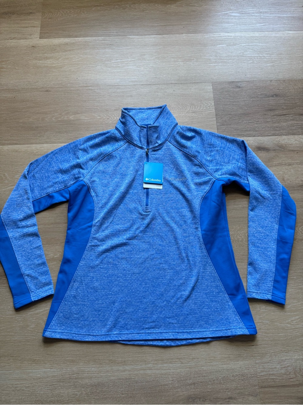 Columbia Women's Blue Heathered Half-Zip Rash Guard with Royal Panels
